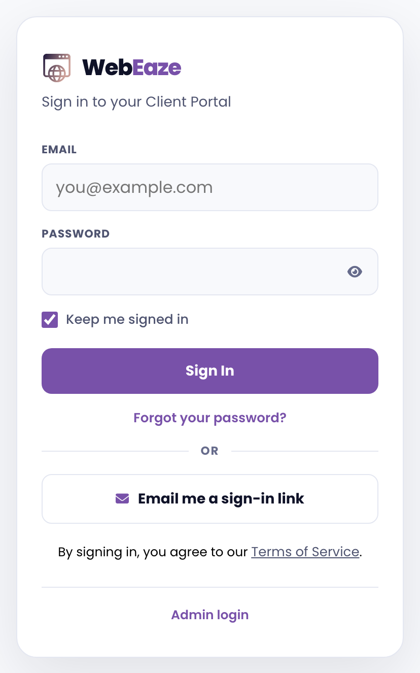 Setting your portal password on the sign-in screen