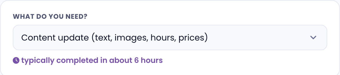 The estimate shown in the portal for the request type you pick