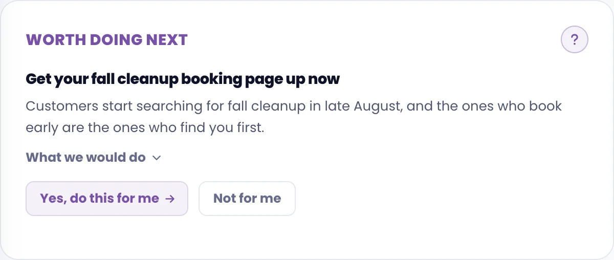 The worth doing next section showing a single suggested improvement