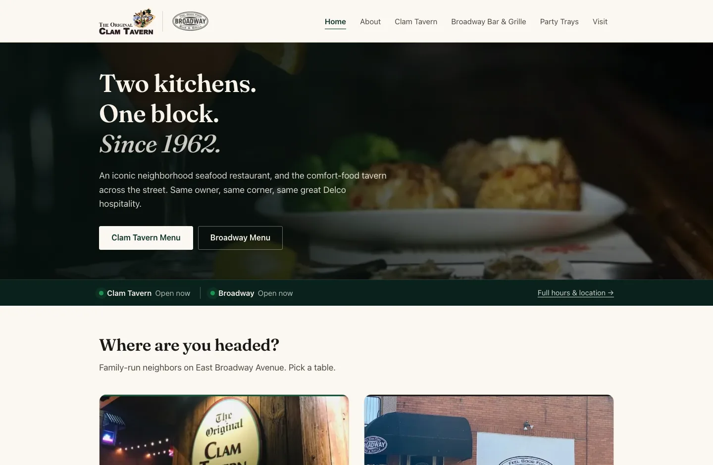 The Original Clam Tavern website designed by WebEaze