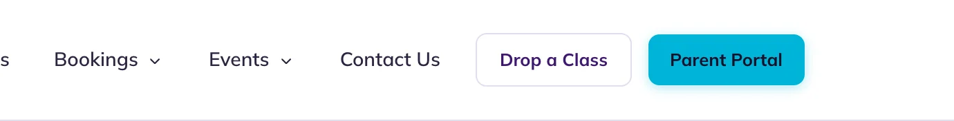 The Galaxy Gymnastics nav bar with Bookings and a Parent Portal button