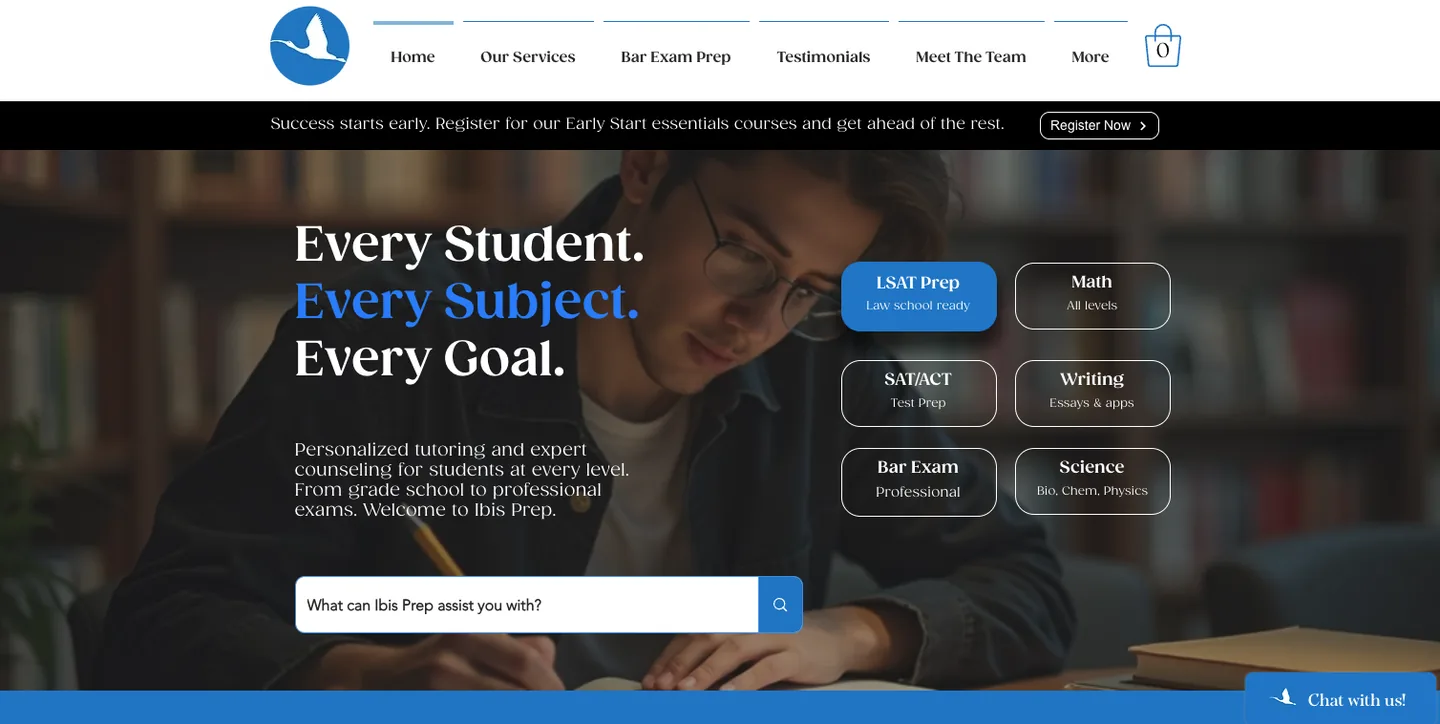 Ibis Prep website designed by WebEaze